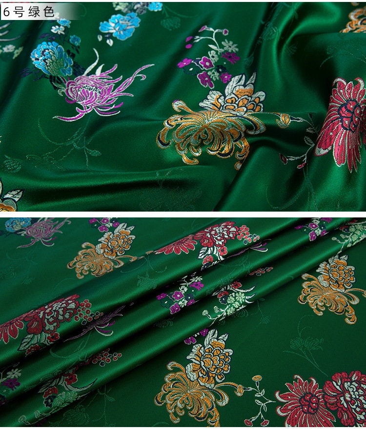 Tissu brocart de soie chrysanthème : revêtement de coussin Cheongsam (29,5 po L)