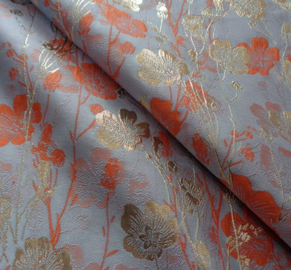 Tissu jacquard doré à motif floral : texture peinture à l’huile 3D, 145 cm de large