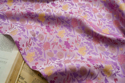 Vintage Jacquard Fabric: 3D Vivid Purple Floral, 55" Wide By The Meter