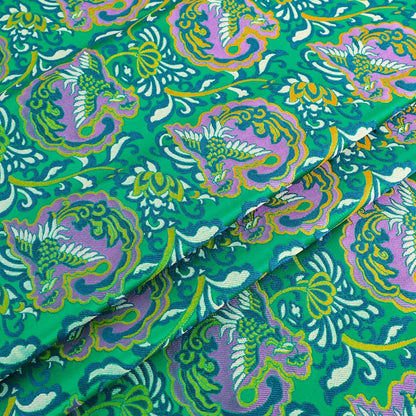 Orchid Butterfly Brocade Satin Fabric: 59" Wide Chinese Style