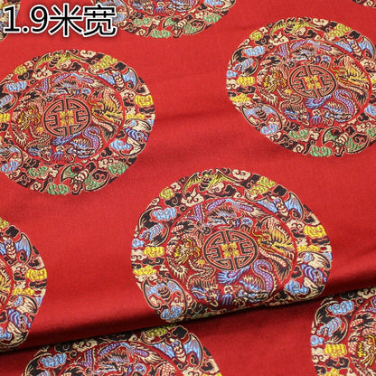 Vintage Chinese Brocade Fabric: 75" Wide Satin Silk Tapestry