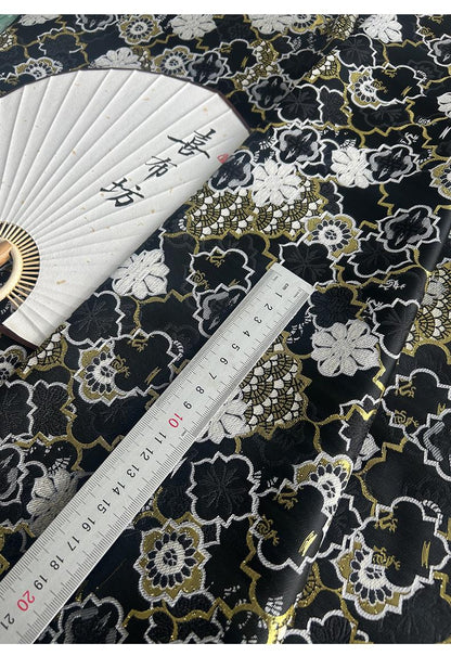 Kirin Nishijin Black Foil Silk Brocade Fabric - 59" Wide