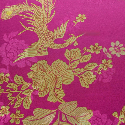 Tissu brocart de soie Phoenix & Peony : Jacquard Xiangyun marron pour Cheongsam et Hanfu