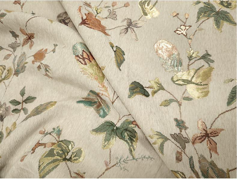Tissu jacquard chenille à motif floral : brocart doré, 150 cm de large