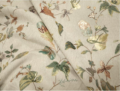 Tissu jacquard chenille à motif floral : brocart doré, 150 cm de large