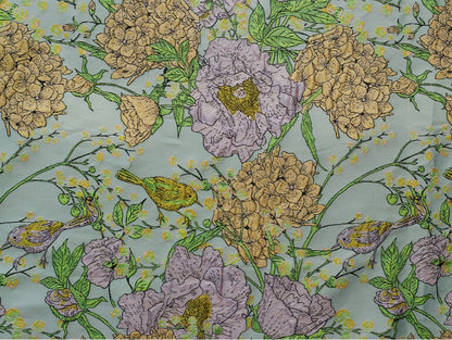Embossed Jacquard Fabric: 3D Birds and Flowers, 55" Wide