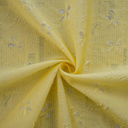 Light Yellow Jacquard Fabric: Hollow Relief Style, 55"W