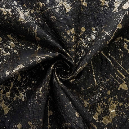 Gold Thread Jacquard Fabric: Retro Abstract Upholstery, Costume, Bag - 54"W
