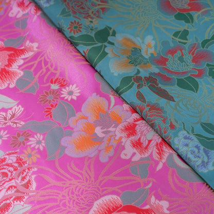 Tissu brocart de soie à motif pivoine : 150 cm de large, pour ameublement et rideaux chinois
