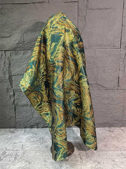 Gold Thread Jacquard Fabric: Green Mountain Upholstery, Costume, Decor (59" W)