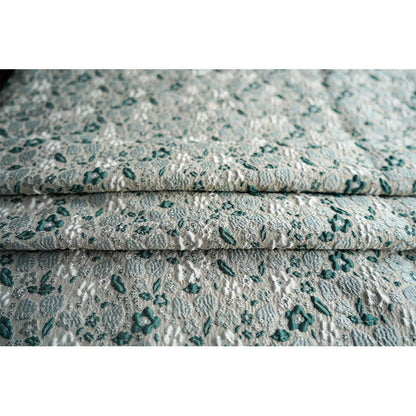 Jade Green Floral Jacquard Fabric: Embossed 3D Upholstery, Costume, Decor