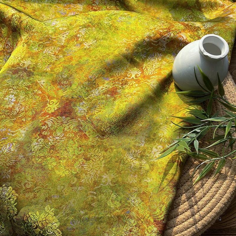 Rayon Silk Jacquard Xiangyun Fabric ��� Autumn Gold Velvet Handwoven Material for Dress, Cheongsam, DIY Sewi" Wide