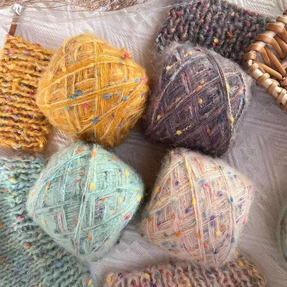 Rainbow Mohair Silk Yarn: Hand-Dyed Lace Knitting, Crochet, Weaving