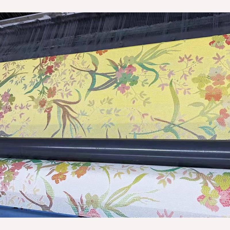 Tissu jacquard à motif floral : motif jardin printanier, 140 cm de large