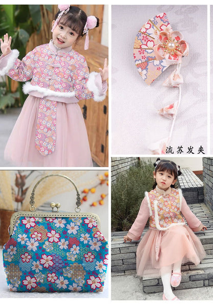 Cherry Blossom Jacquard Brocade Fabric: Japanese Silk Rayon Blend (29.5" Width)