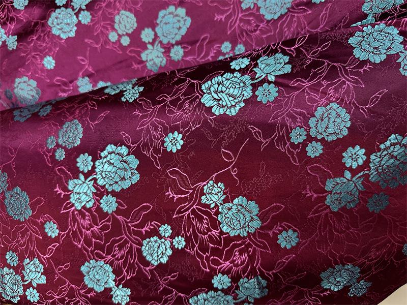 Silk Brocade Fabric: Tea Flower Damask, 45" Wide, Upholstery & Costume