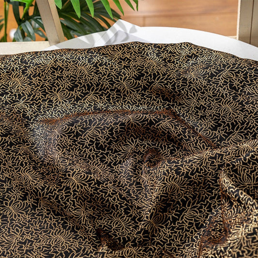 Tissu brocart damassé doré réversible Nishijin : largeur 75 cm