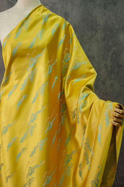 Gold Thread Jacquard Fabric: Pavilion 3D Upholstery & Costume Fabric