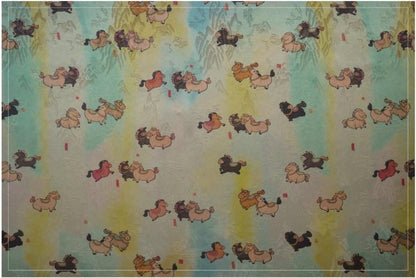 Tissu satiné en soie à motif poney - 150 cm de large, impression numérique