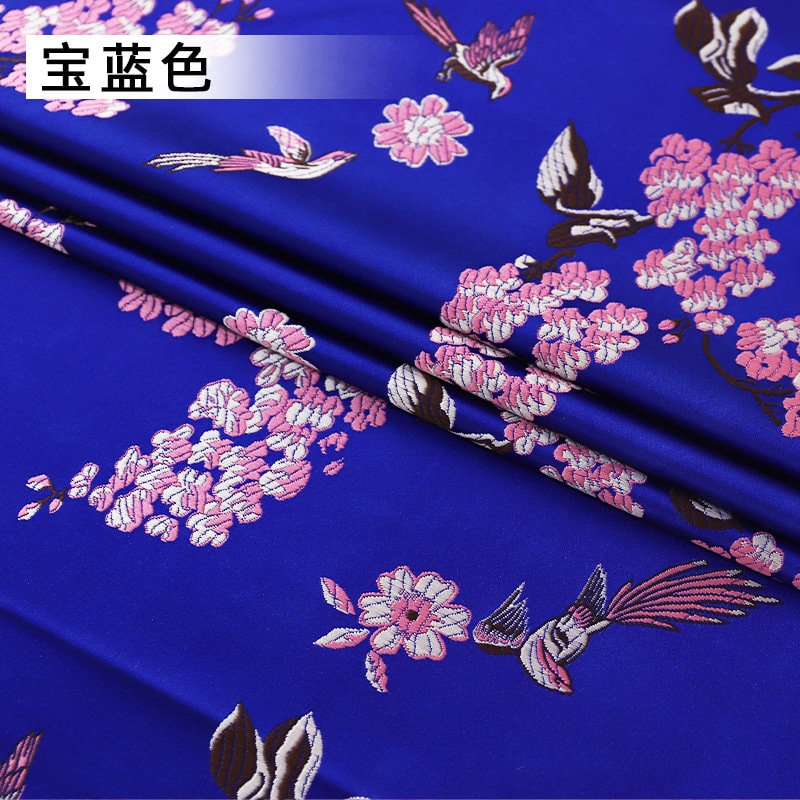 Traditional bird and flower rayon jacquard brocade Fabric, 29.5", Upholstery, Decor, Costume, Curtain, Handbag, Sewing/Fabric by the meter