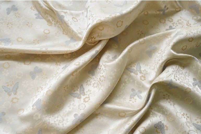 Gold Thread Jacquard Fabric: 3D Texture, 63" Wide, By The Meter