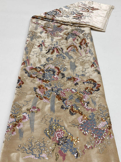 Embroidered Velvet Fabric ��" Wide Plush Material for Sewing & Upholstery
