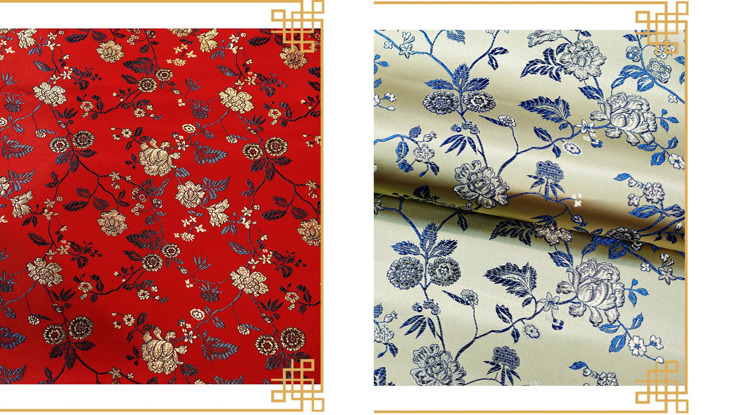 Peony Flower Damask Brocade Fabric: 45"W Chinese Sewing Quilting