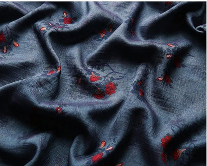 Floral Tencel Ramie Fabric: Sewing Material for Dress, Kimono, Decor - By Meter