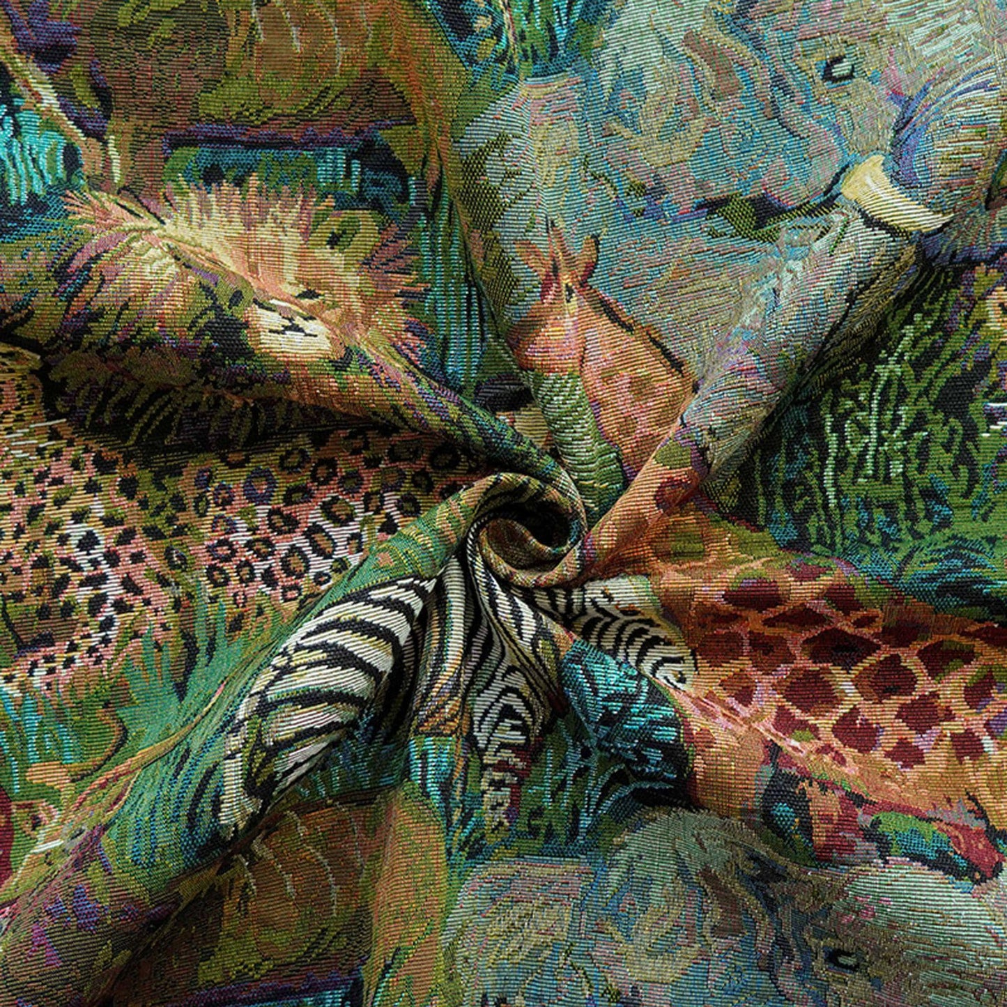 Jacquard Fabric: Wild Animals Zoo Pattern - Autumn Winter Upholstery