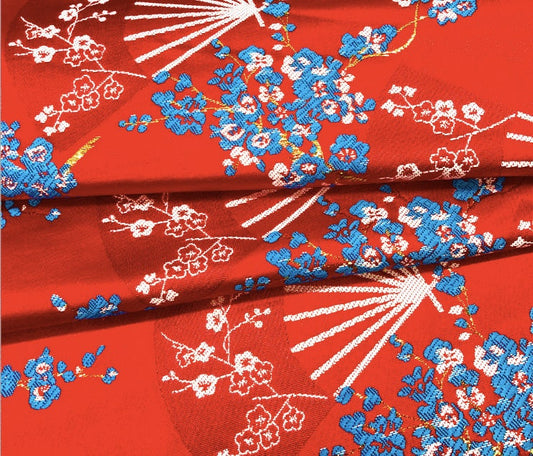 Tissu brocart à fleurs de prunier rouge : Matériel de couture pour cheongsam qipao