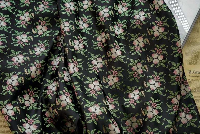 Peach Blossom Jacquard Fabric, Vintage Style, Costume, Upholstery