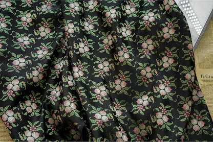 Peach Blossom Jacquard Fabric, Vintage Style, Costume, Upholstery