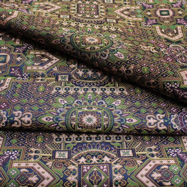 29"W Tibetan Brocade Fabric: Silk Rayon Upholstery