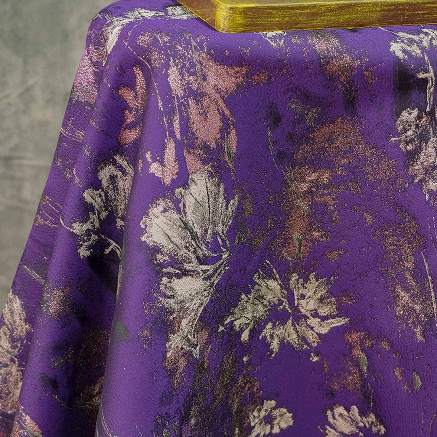 Purple Gold 3D Jacquard Fabric: Embossed Woven Upholstery, Sewing DIY - 65"W