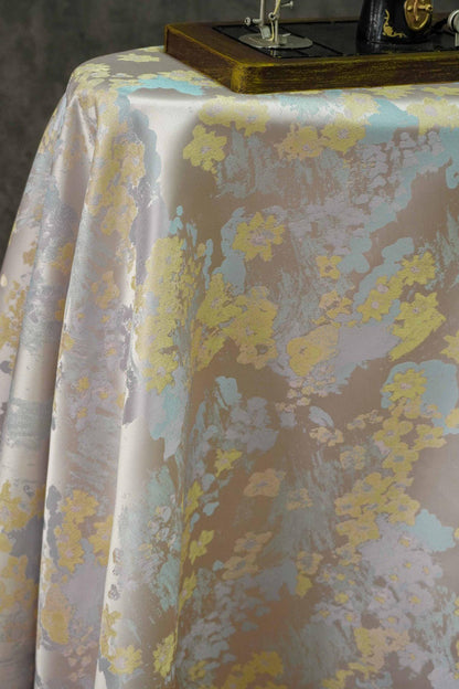 Gold Thread Jacquard Fabric: 3D Oil Painting Texture, 65" Wide
