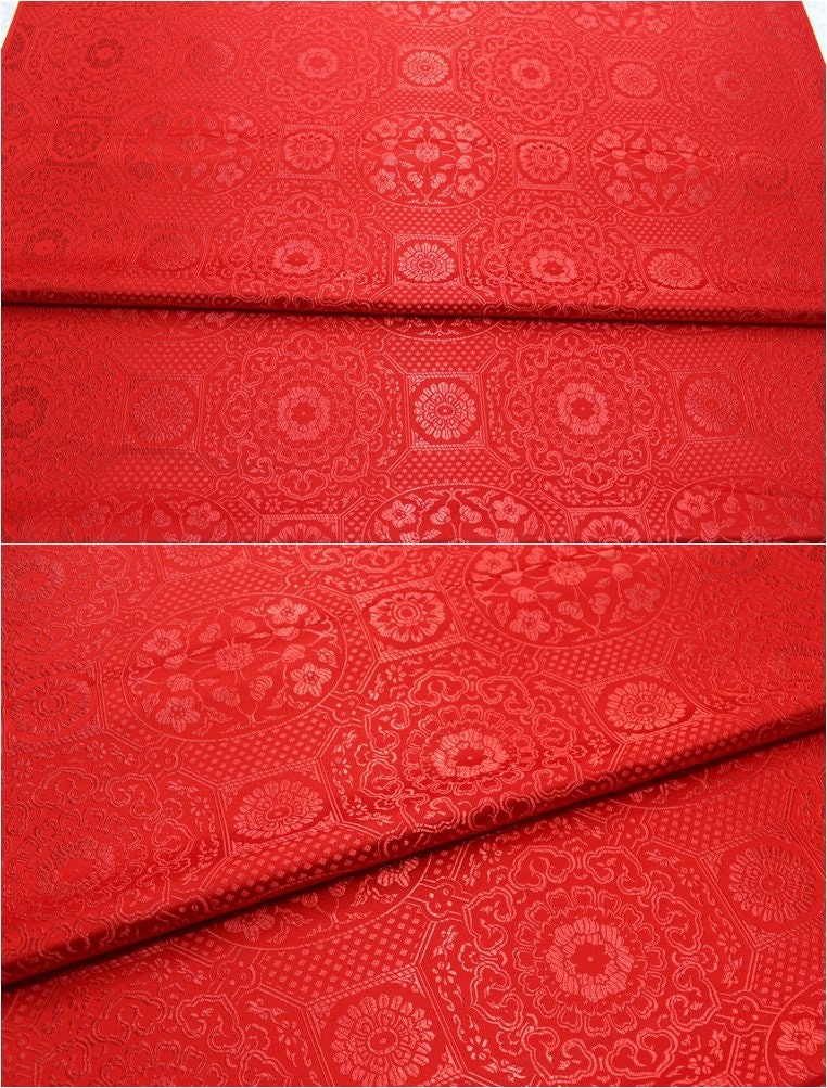 Plum Blossom Brocade Fabric: Chinese Silk Damask, Upholstery & Costume Sewing