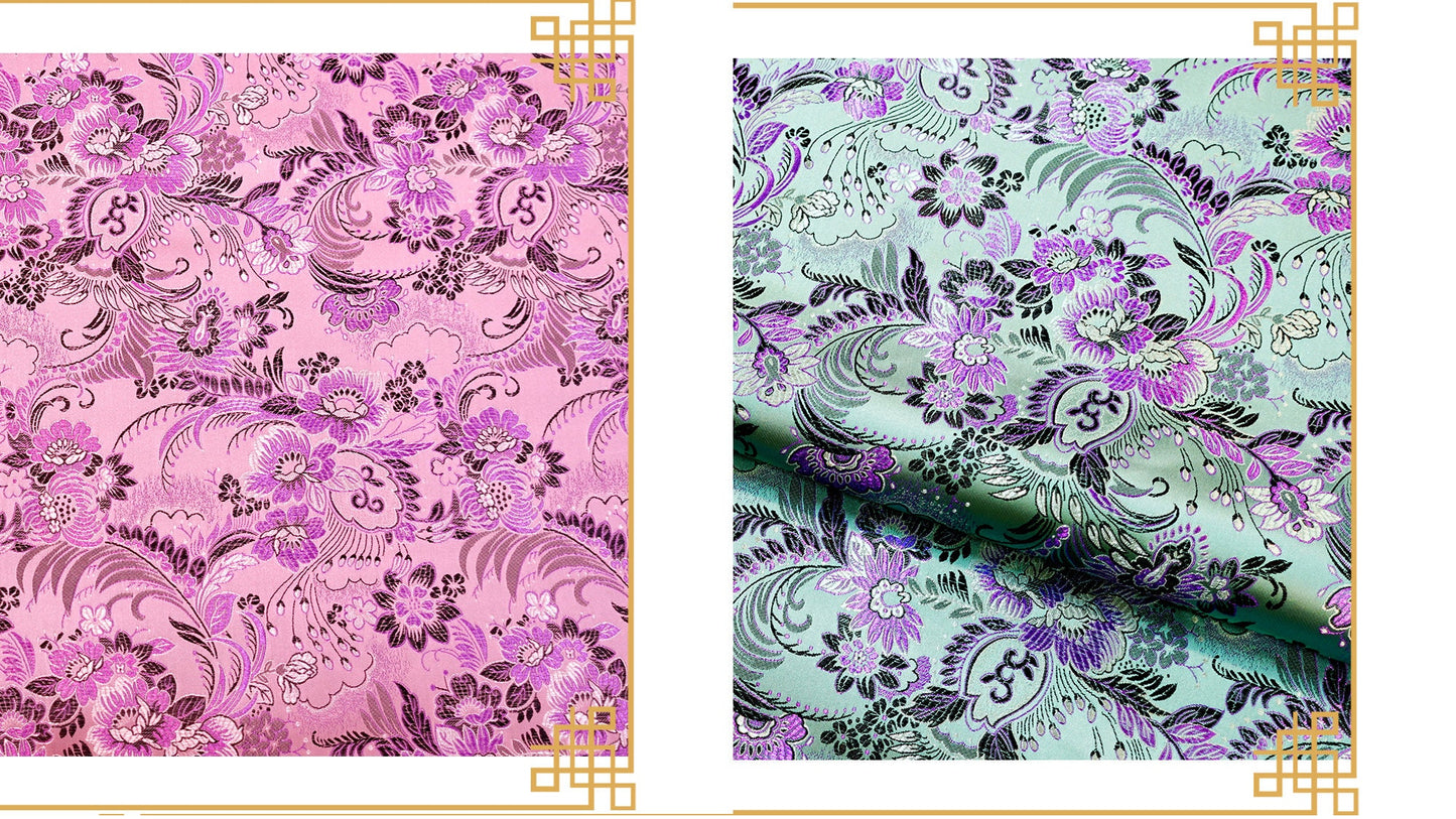 Winter Jasmine Silk Brocade Fabric: 45"W Wedding Costume Sewing