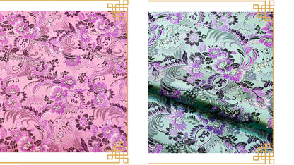 Winter Jasmine Silk Brocade Fabric: 45"W Wedding Costume Sewing