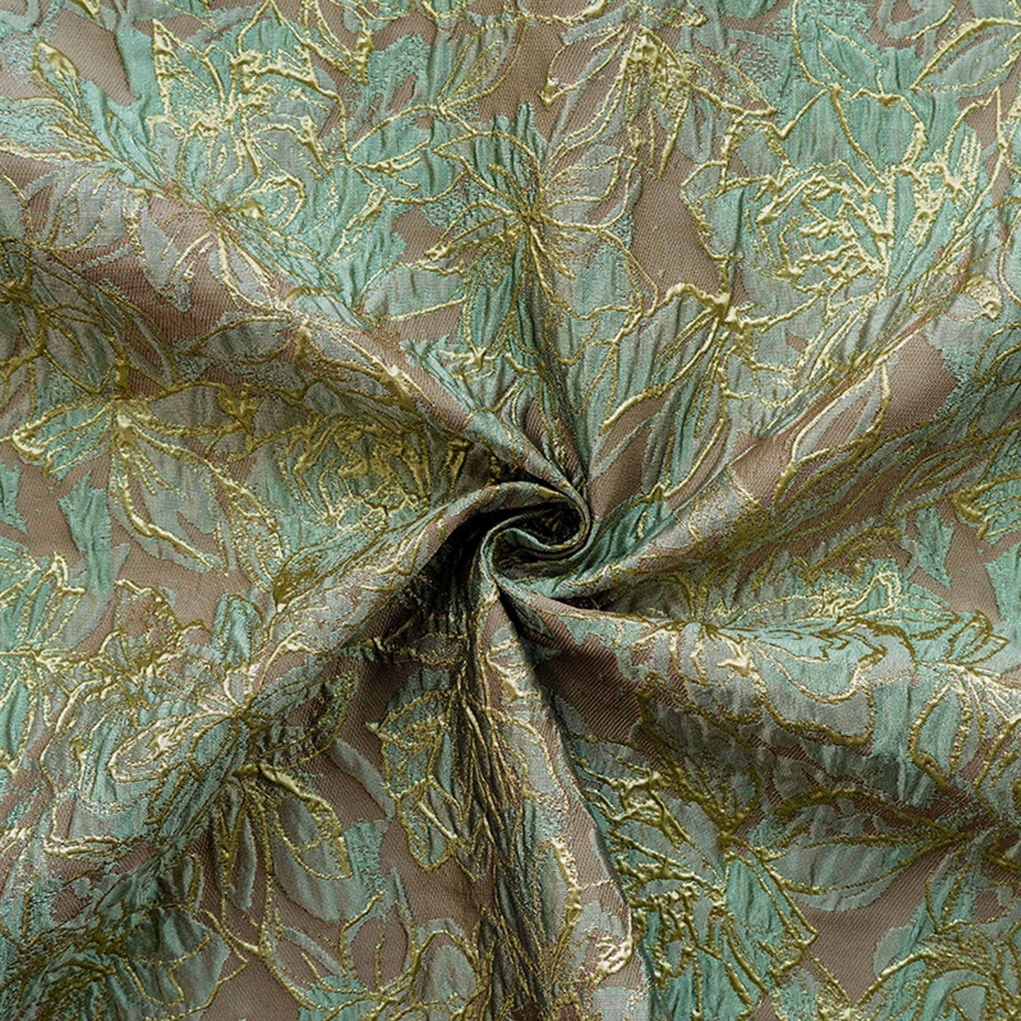 Embossed Floral Jacquard Fabric ��� Gold Thre" Wide