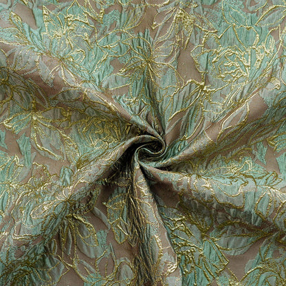 Embossed Floral Jacquard Fabric ��� Gold Thre" Wide