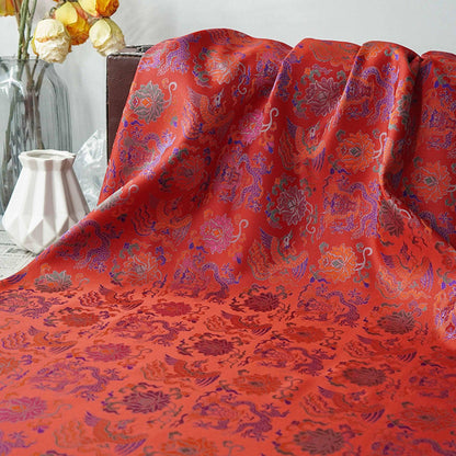 Dragon Brocade Fabric | Oriental Jacquard Sewing Material, 58"W