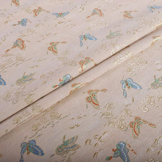 Butterfly Chenille Fabric: Gold Weave Mongolian Tibetan Pattern, 58"W