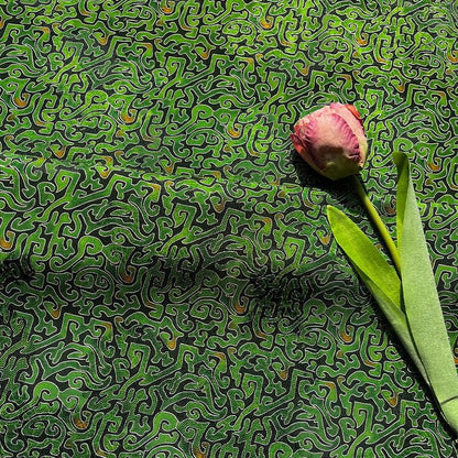 100% Rayon green Jacquard Xiangyun Brocade Fabric: 59"W Upholstery & Costume