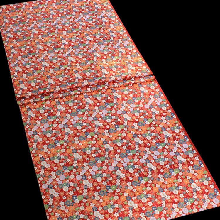 Japanese KINRAN Floral Fabric: Black Silk Rayon Blend, 59" Wide