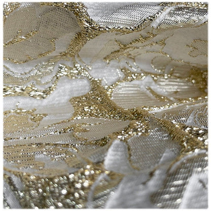 Gold Embossed Jacquard Fabric: 53"W Floral Upholstery Fabric