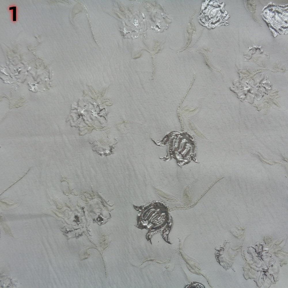 Magnolia Gold Foil Jacquard Chenille Fabric: Floral Upholstery, 56"W