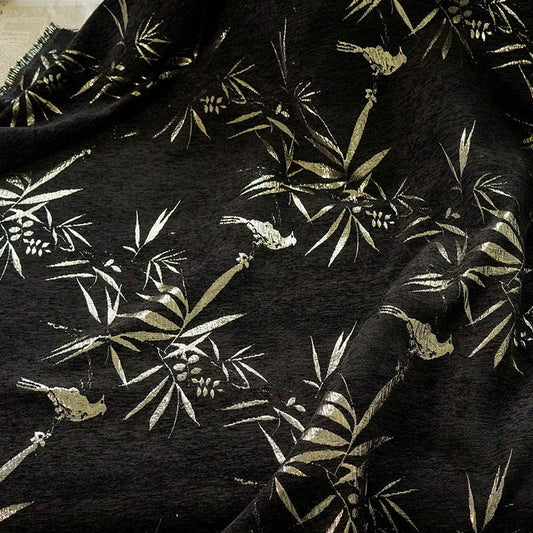 Tissu jacquard bambou doré métallisé : 147 cm de large (ameublement et décoration)