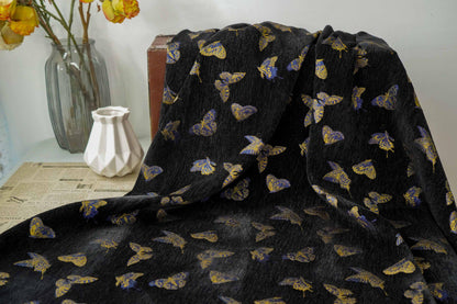 Tissu jacquard chenille papillon : tissu d’ameublement de 150 cm de large, vendu au mètre
