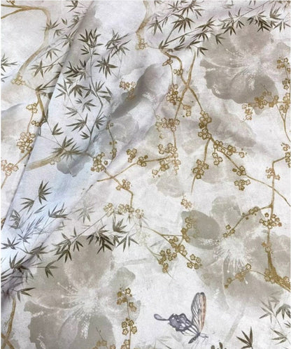 Butterfly Print Polyester Fabric: Antique Style Upholstery, Costume, Decor (55"W)