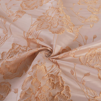 Gold Embroidered Jacquard Fabric: 3D Floral Upholstery, Costume, Decor - 59"W
